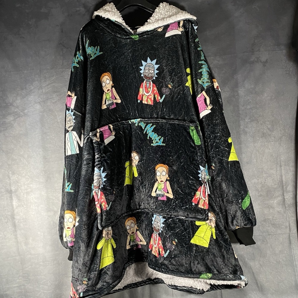 Genuine Oodie Rick and Morty Black Heavy Wearable Blanket Season 3 Release